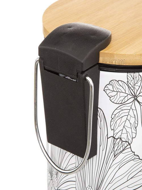 Poubelle en bambou et métal à motifs fleurs BLACKFLORA - Kiabi
