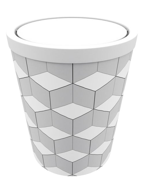 Poubelle imprimée géométrie avec couvercle oscillant - Kiabi