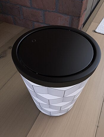 Poubelle imprimée géométrie avec couvercle oscillant