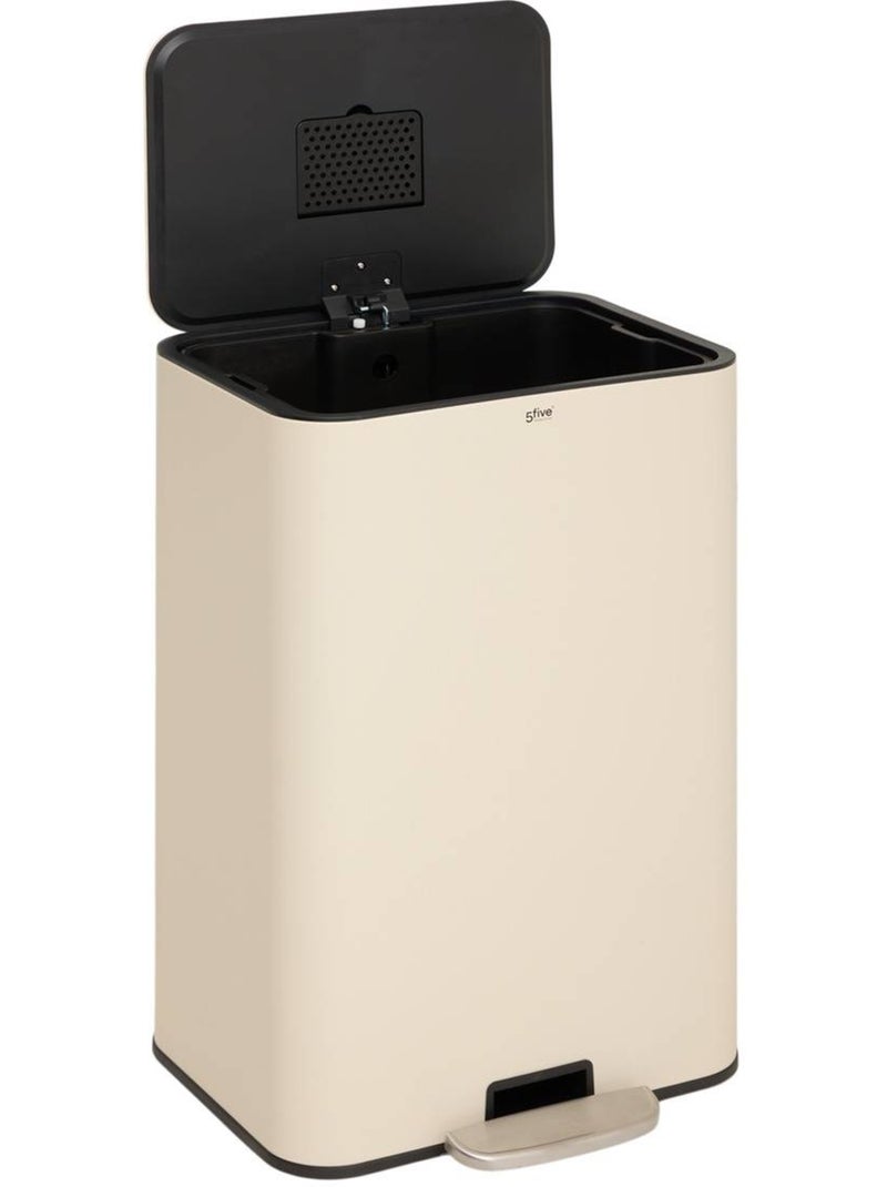 Poubelle rectangulaire à pédale en acier DELTA Beige argile - Kiabi