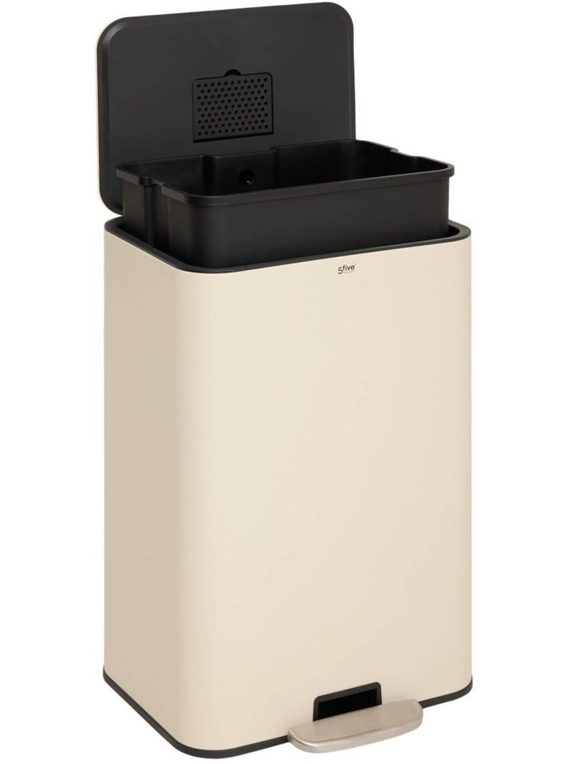 Poubelle rectangulaire à pédale en acier DELTA Beige argile - Kiabi