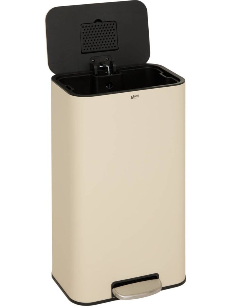 Poubelle rectangulaire à pédale en acier DELTA Beige argile - Kiabi