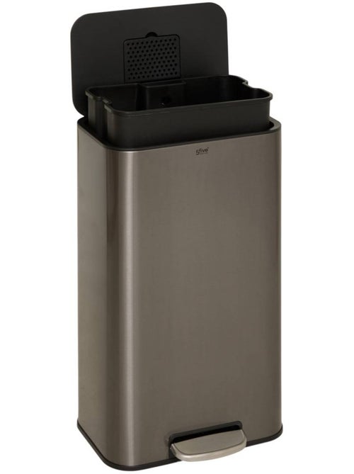 Poubelle rectangulaire à pédale en acier DELTA - Kiabi