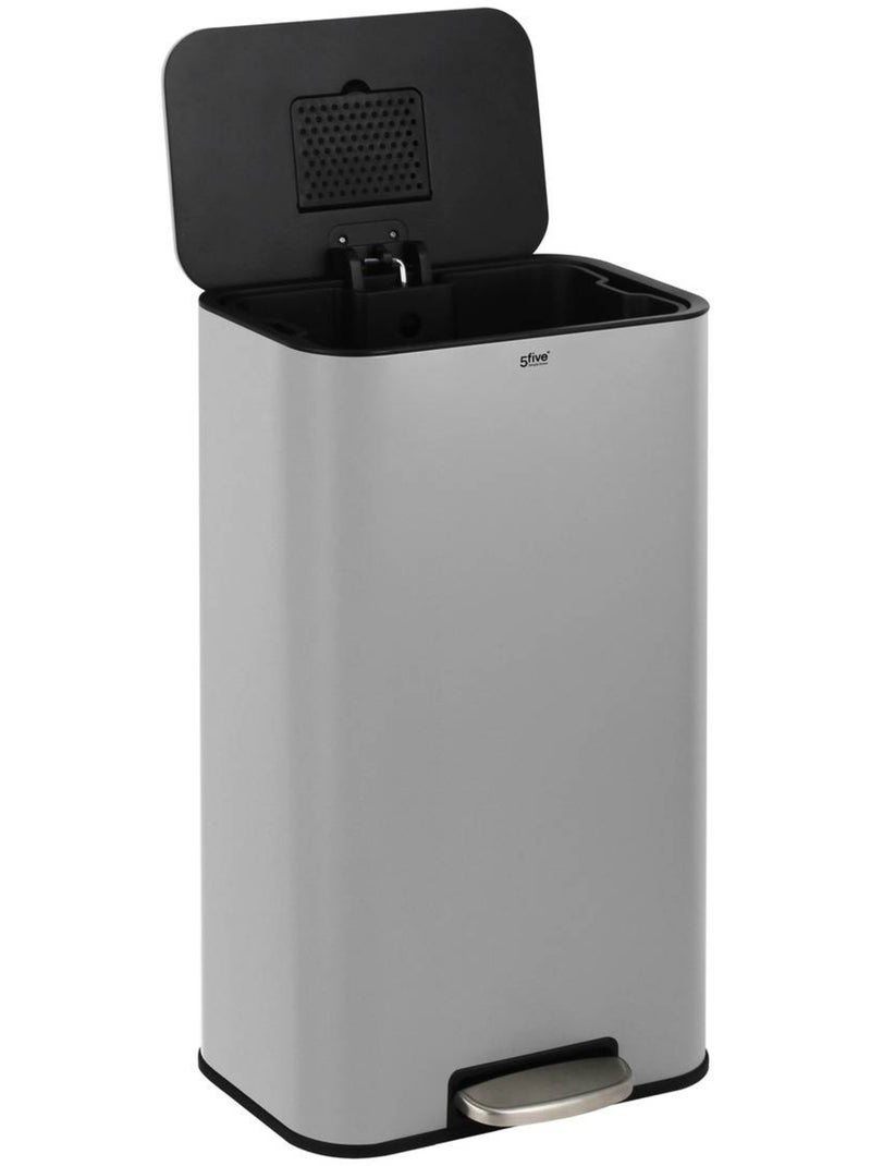 Poubelle rectangulaire à pédale en acier DELTA Gris - Kiabi