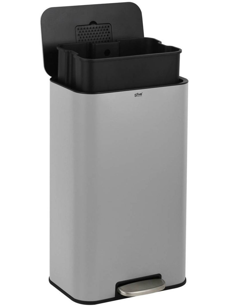 Poubelle rectangulaire à pédale en acier DELTA Gris - Kiabi