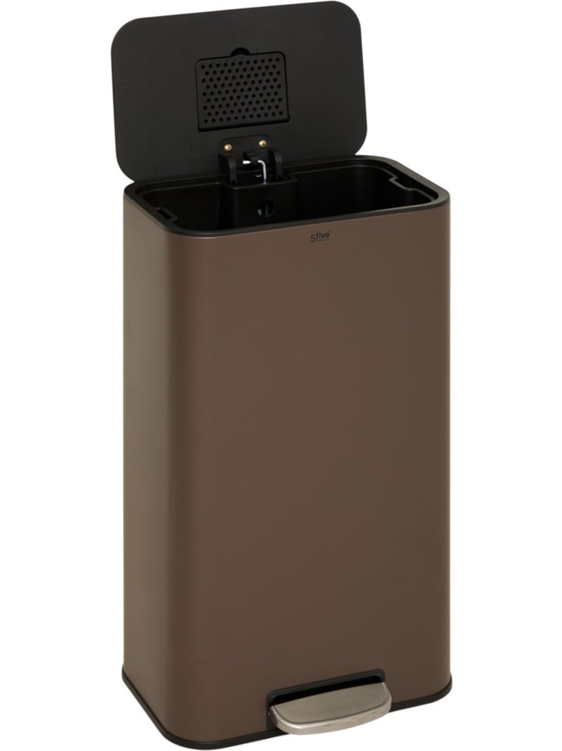 Poubelle rectangulaire à pédale en acier DELTA Marron chocolat - Kiabi