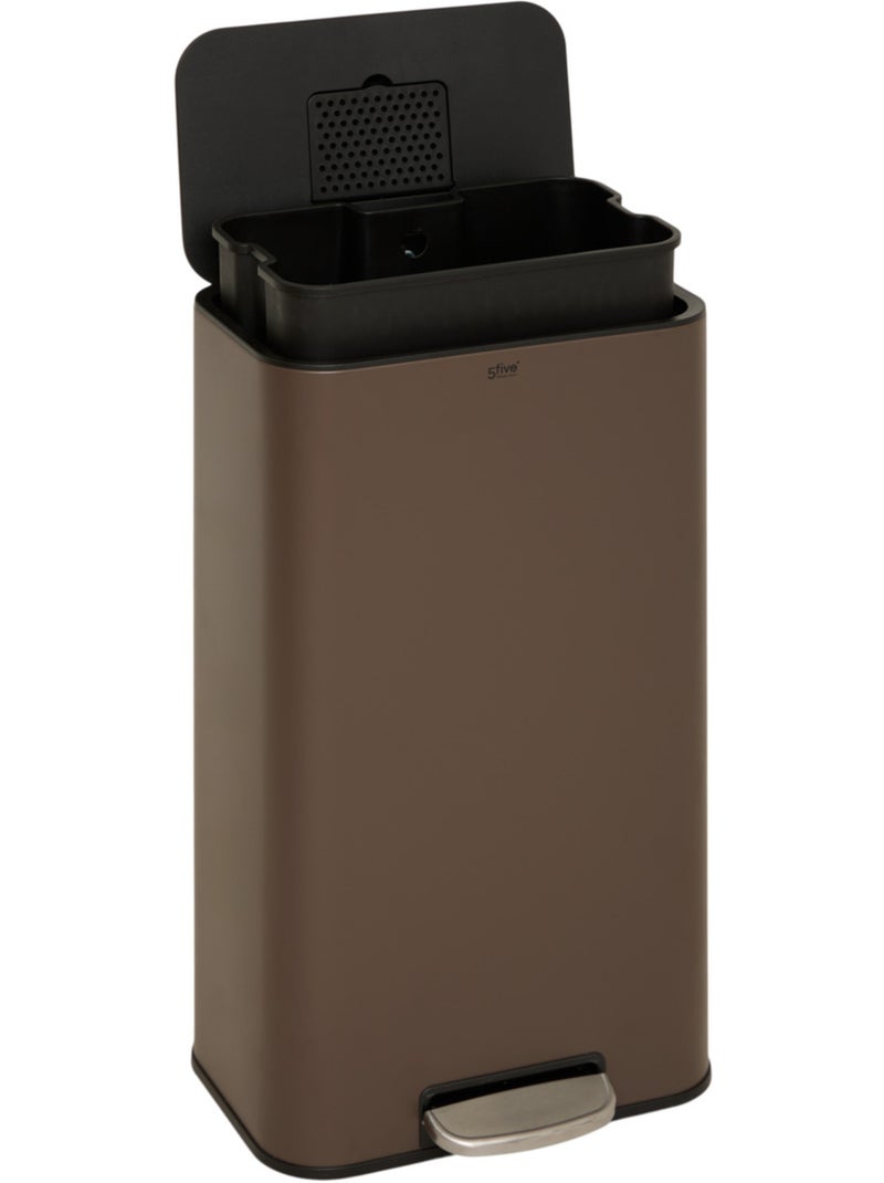 Poubelle rectangulaire à pédale en acier DELTA Marron chocolat - Kiabi