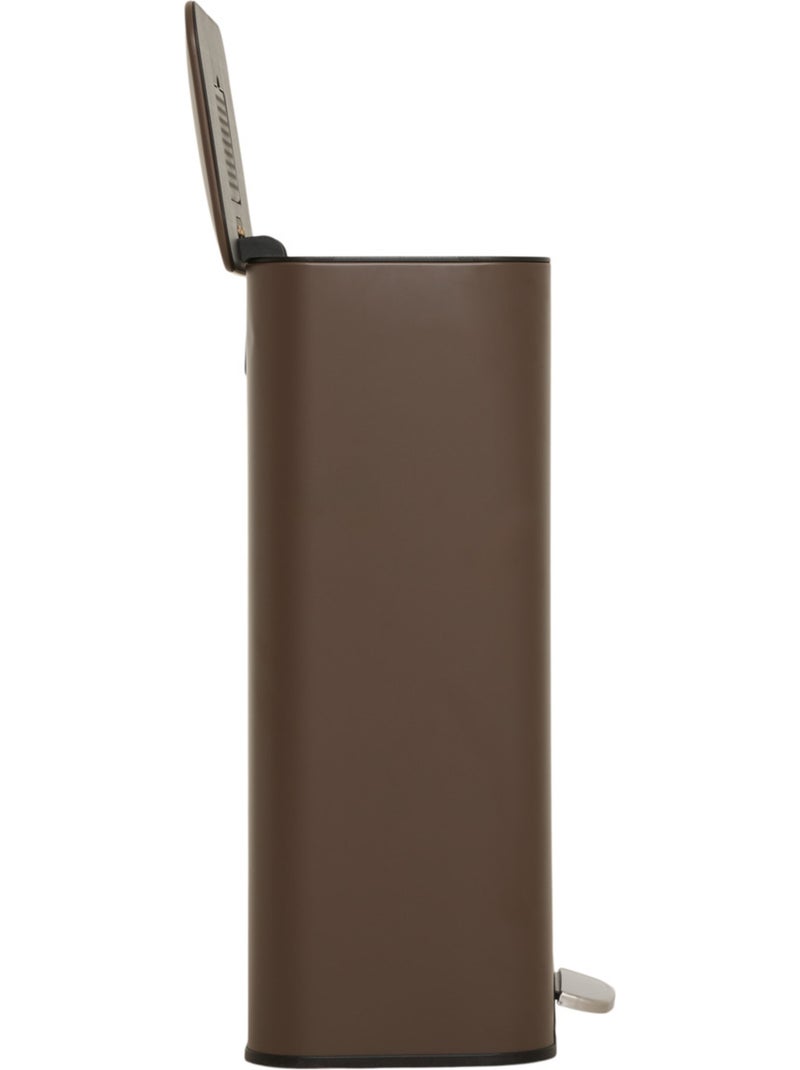 Poubelle rectangulaire à pédale en acier DELTA Marron chocolat - Kiabi