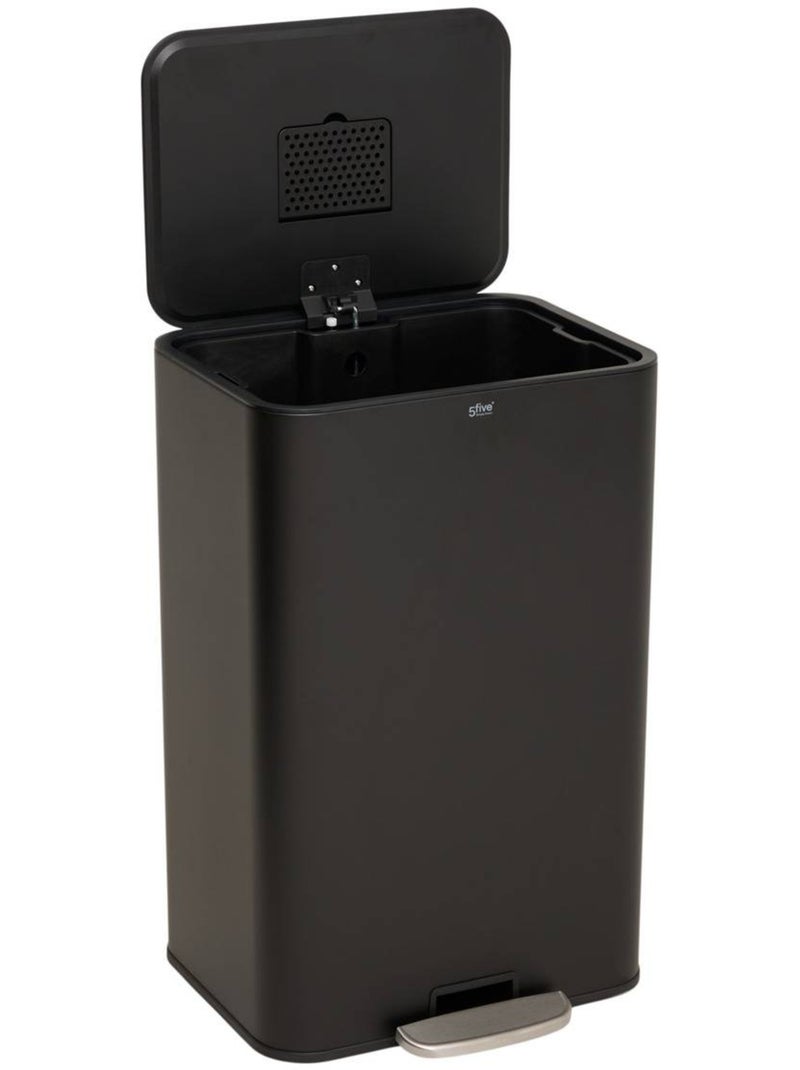 Poubelle rectangulaire à pédale en acier delta Noir - Kiabi