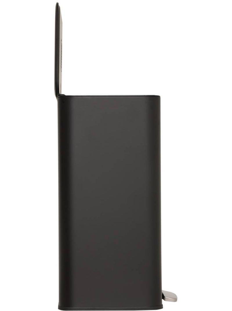 Poubelle rectangulaire à pédale en acier delta Noir - Kiabi