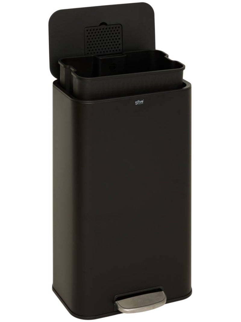 Poubelle rectangulaire à pédale en acier DELTA Noir - Kiabi