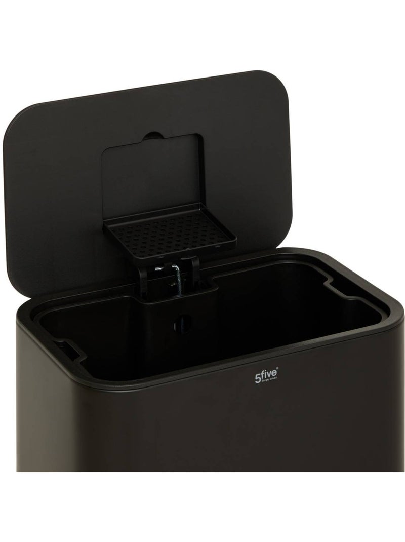 Poubelle rectangulaire à pédale en acier DELTA Noir - Kiabi