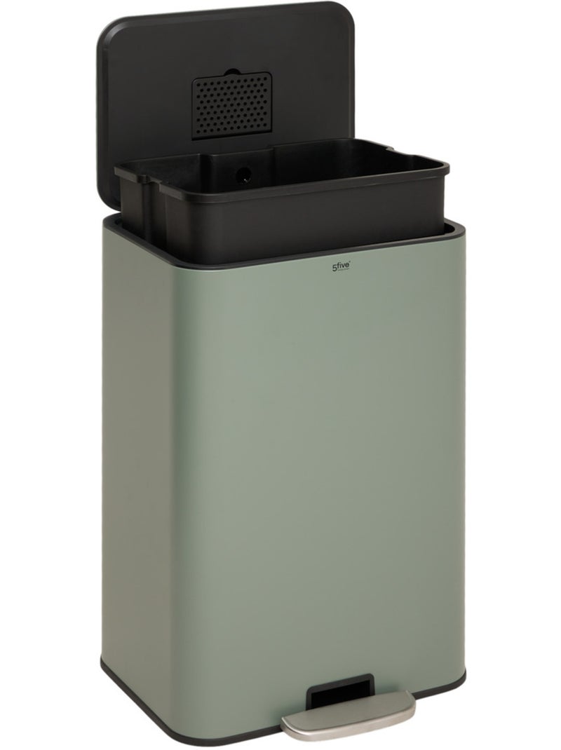 Poubelle rectangulaire à pédale en acier DELTA Vert - Kiabi