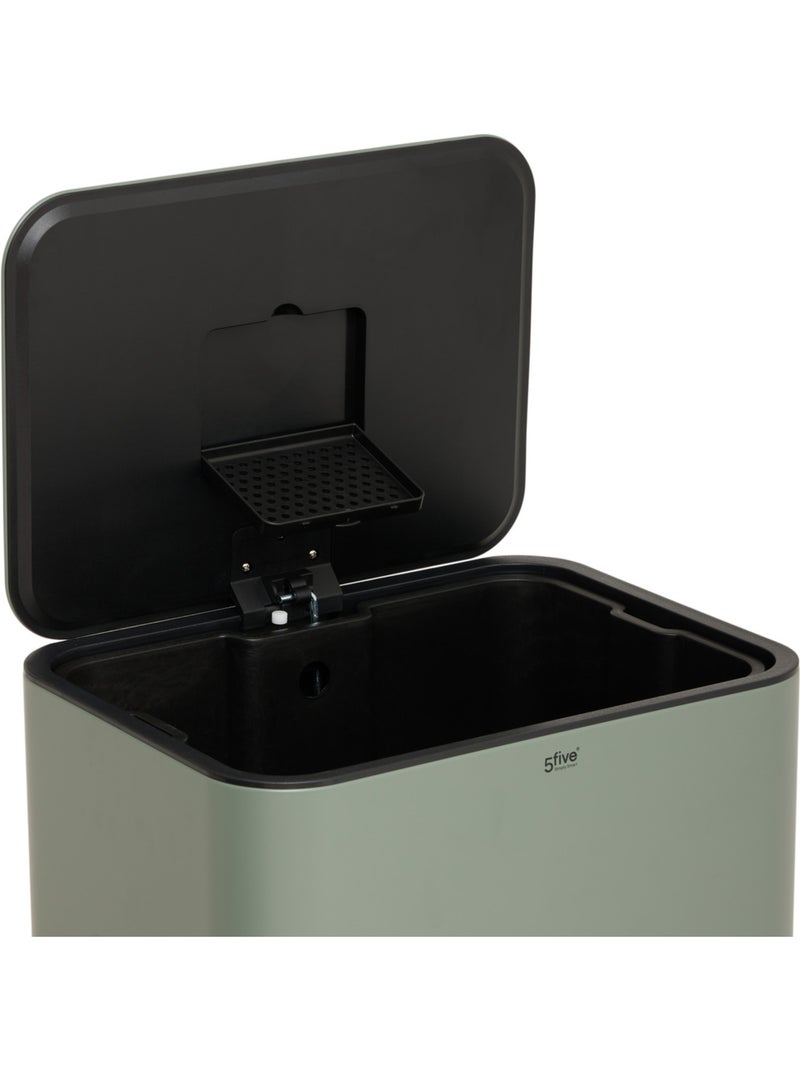 Poubelle rectangulaire à pédale en acier DELTA Vert - Kiabi