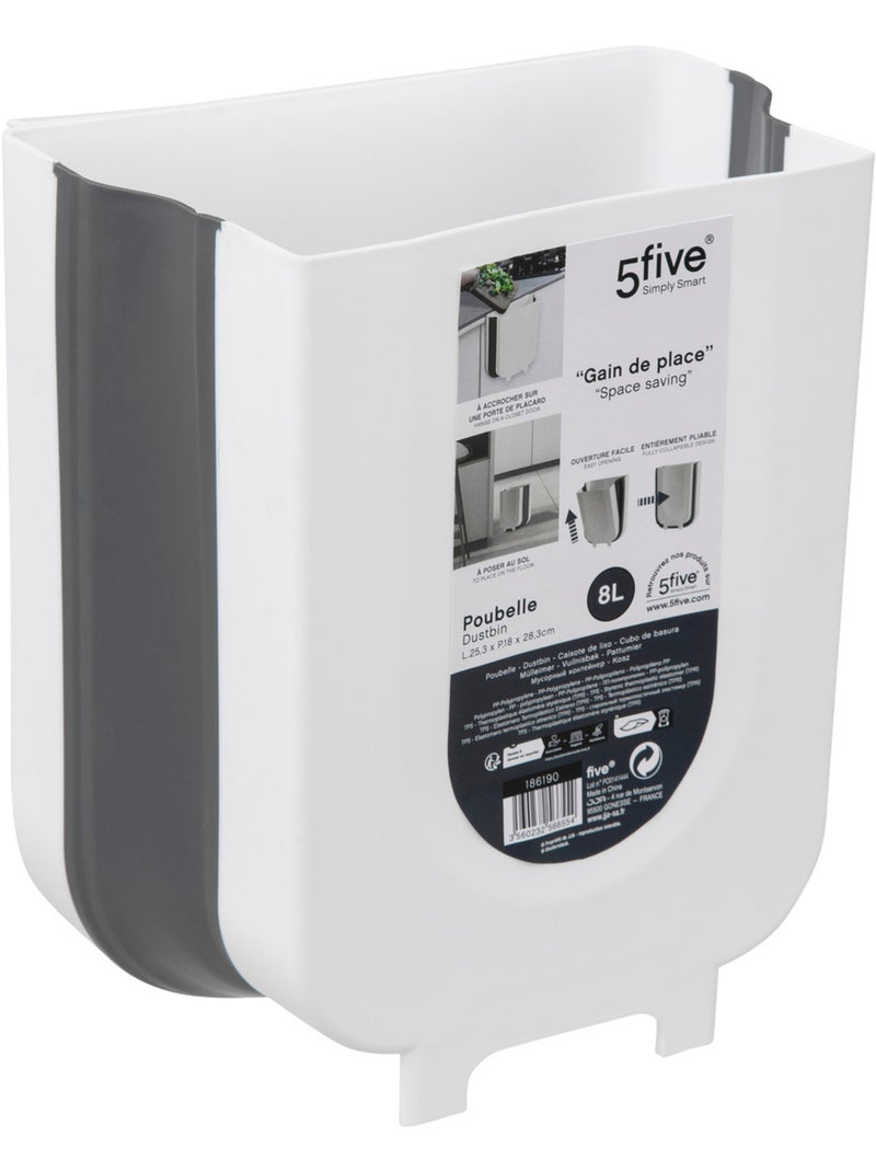 Poubelle rétractable à fixer sur porte 8L RETRACTABLE Blanc - Kiabi