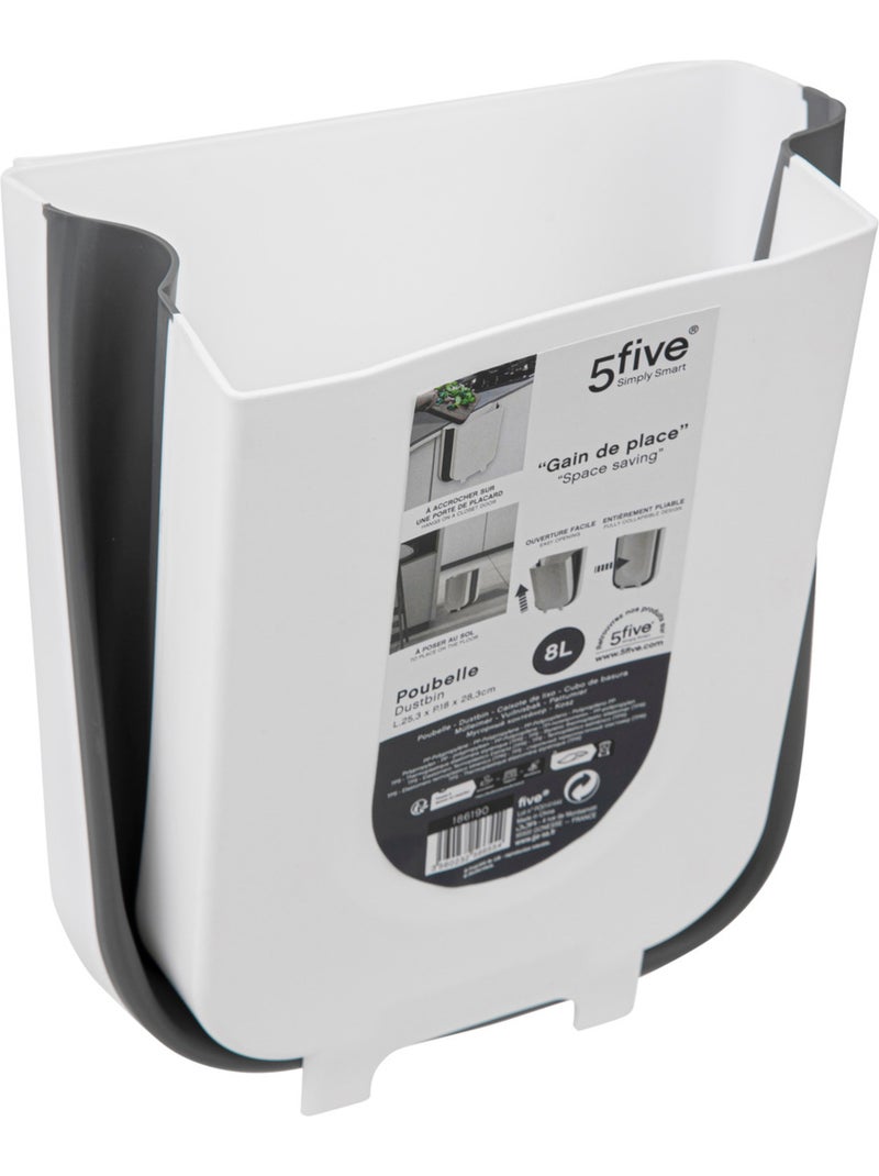 Poubelle rétractable à fixer sur porte 8L RETRACTABLE Blanc - Kiabi