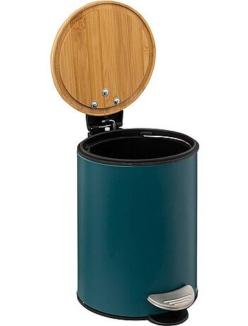 Poubelle salle de bain 3L avec couvercle bambou MODERN COLOR