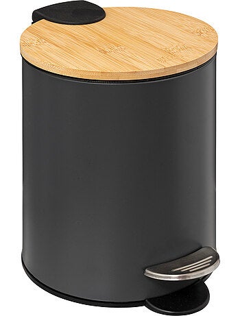 Poubelle salle de bain 3L avec couvercle bambou MODERN COLOR