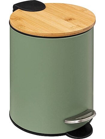 Poubelle salle de bain 3L avec couvercle bambou MODERN COLOR