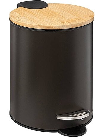 Poubelle salle de bain 3L avec couvercle bambou MODERN COLOR