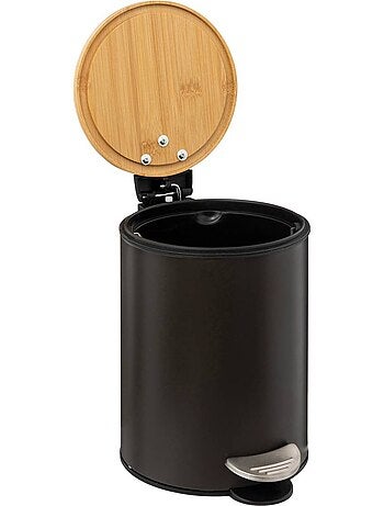 Poubelle salle de bain 3L avec couvercle bambou MODERN COLOR