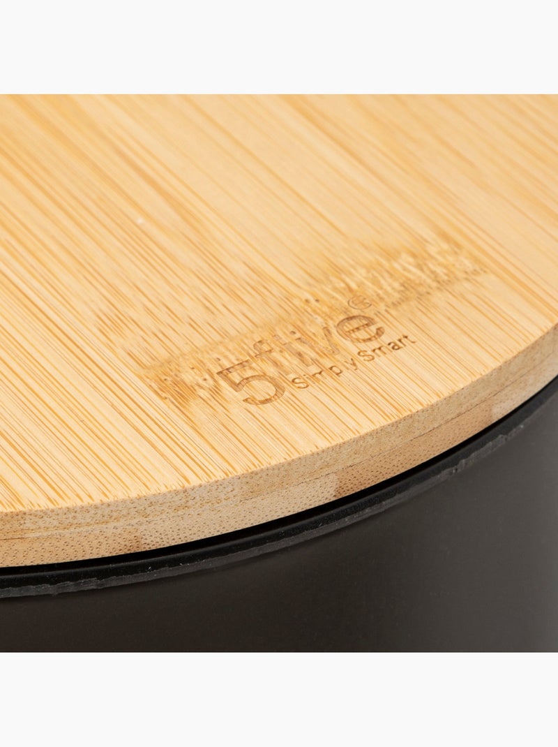 Poubelle salle de bain 3L avec couvercle bambou MODERN COLOR Noir - Kiabi