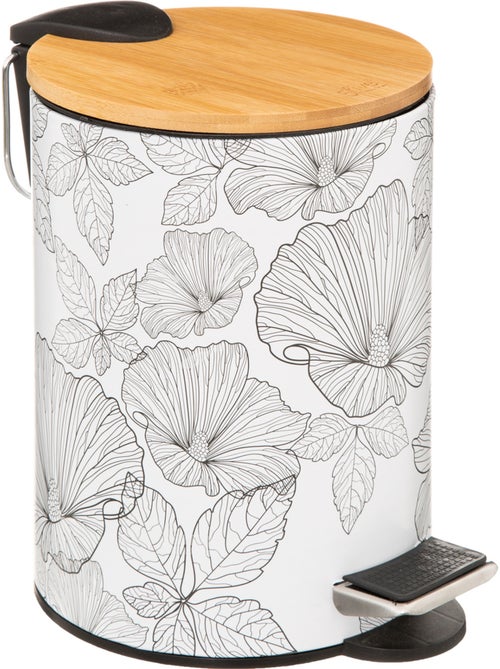 Poubelle salle de bain 3L design floral BLACKFLORA - Kiabi