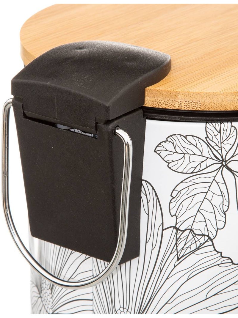 Poubelle salle de bain 3L design floral BLACKFLORA Blanc - Kiabi