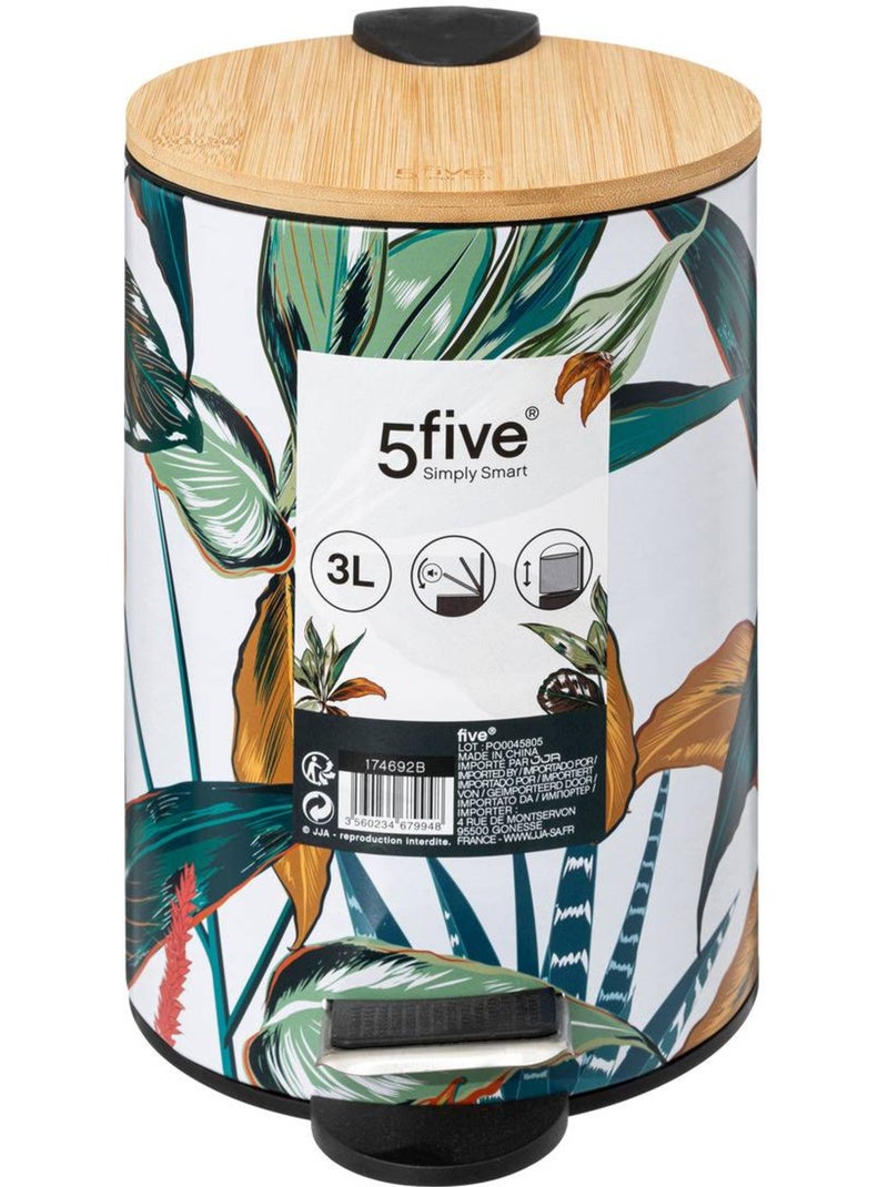 Poubelle salle de bain 3L design floral BLACKFLORA Multicolore - Kiabi