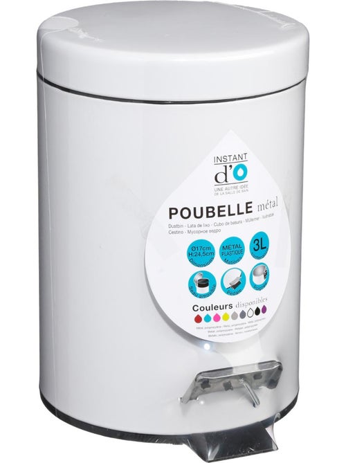 Poubelle salle de bain 3L en acier avec pédale et seau amovible ESSENTIEL - Kiabi Poubelle salle de bain 3L en acier avec pédale et seau amovible ESSENTIEL - Kiabi