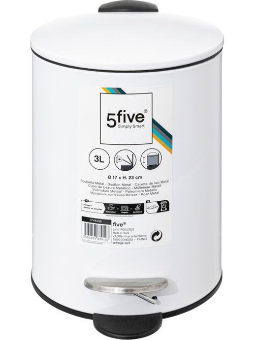 Poubelle salle de bain 3L en métal avec pédale COLORAMA - Kiabi