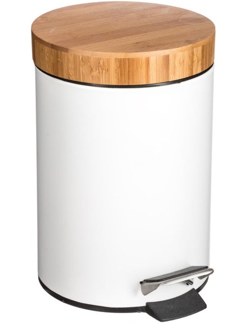 Poubelle salle de bain 3L en métal avec pédale NATURÉO - Kiabi Poubelle salle de bain 3L en métal avec pédale NATURÉO - Kiabi