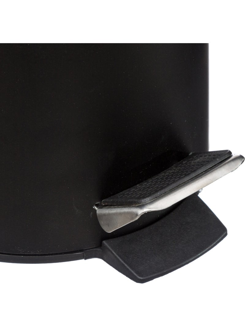 Poubelle salle de bain 3L en métal avec pédale NATURÉO Noir - Kiabi