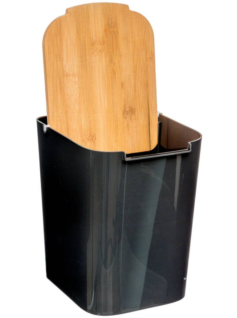 Poubelle salle de bain 5L avec pédale NATURÉO Noir - Kiabi