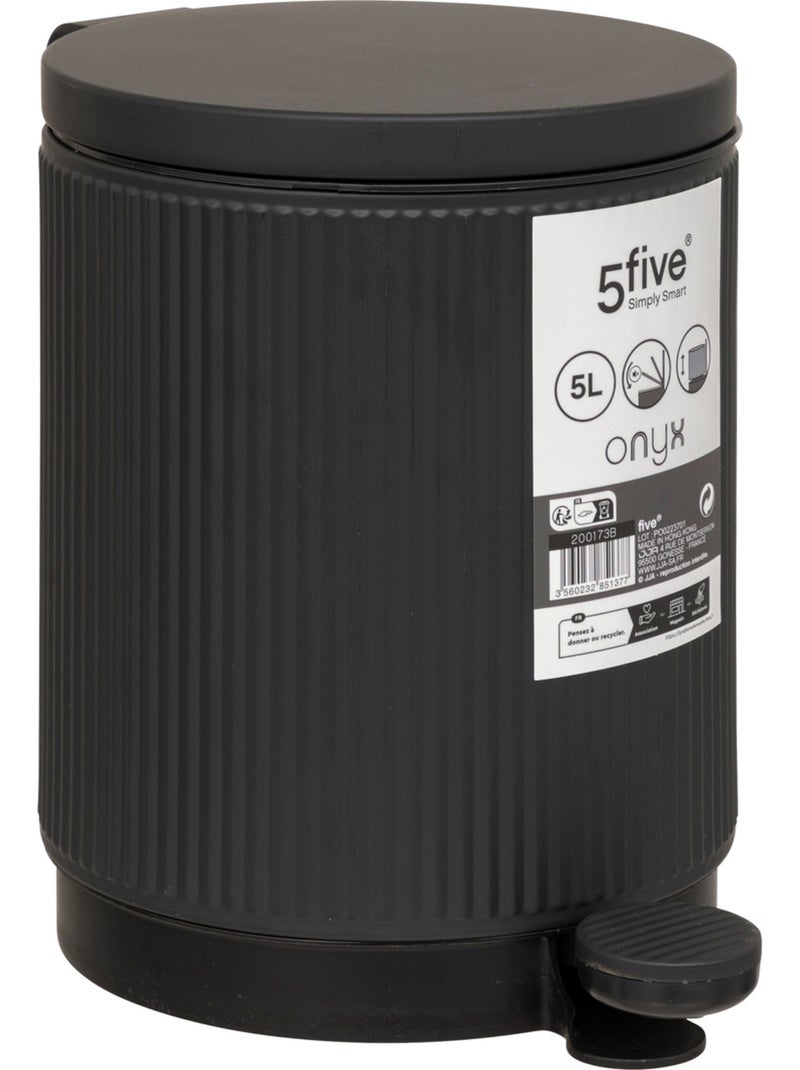 Poubelle salle de bain 5L design cannelé ONYX Noir - Kiabi