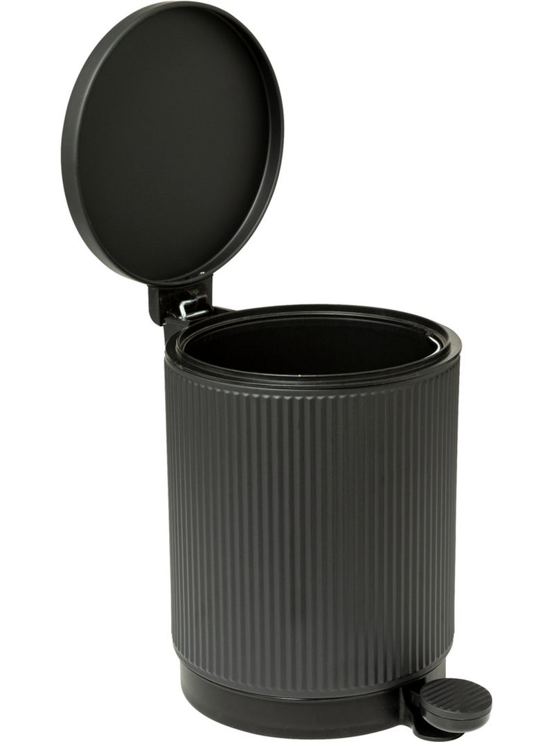 Poubelle salle de bain 5L design cannelé ONYX Noir - Kiabi