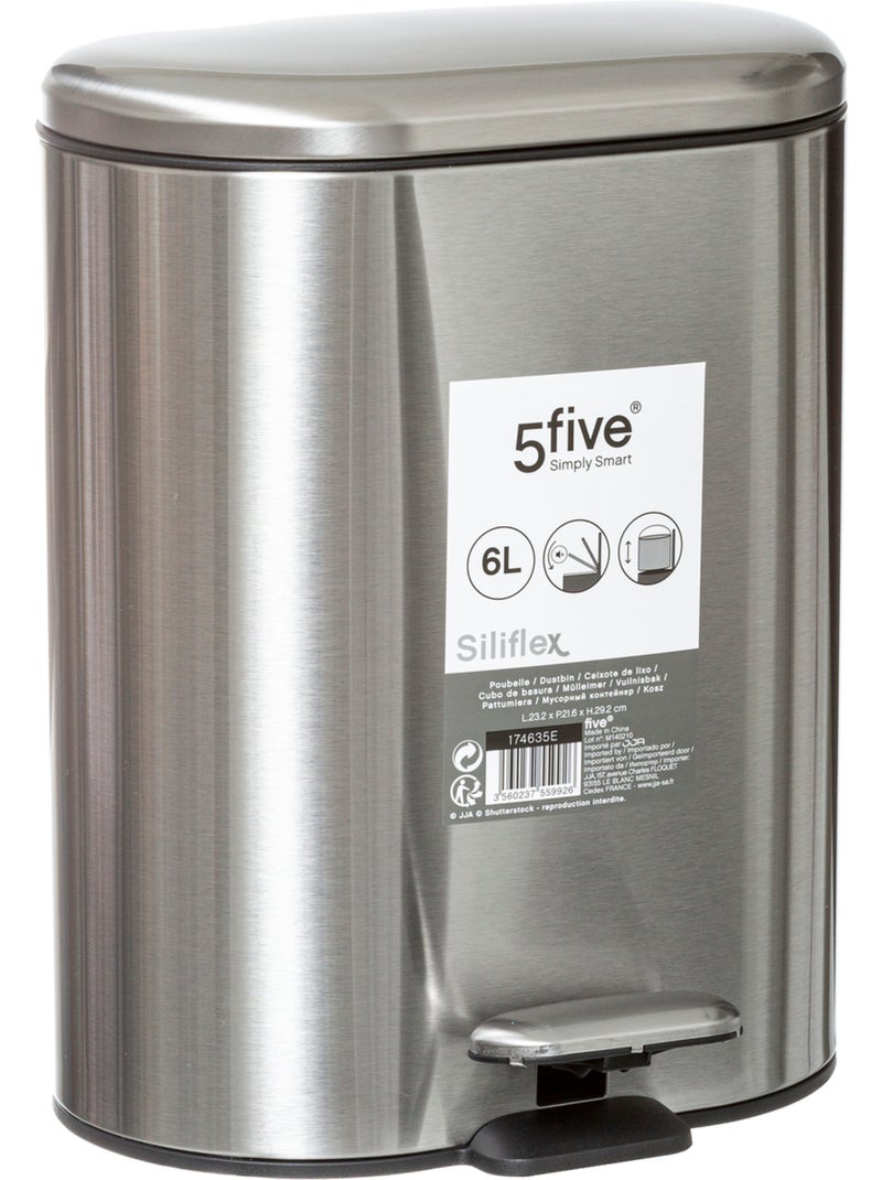 Poubelle salle de bain 6L SILIFLEX Argent - Kiabi