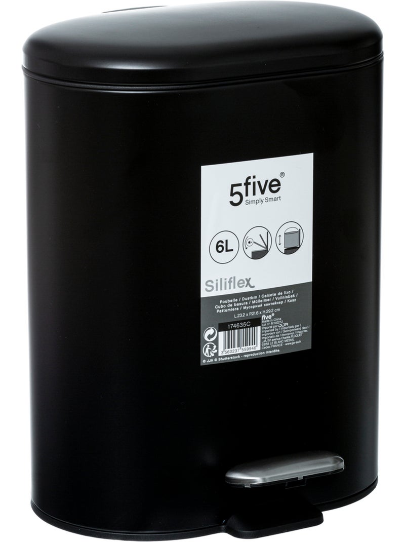 Poubelle salle de bain 6L SILIFLEX Noir - Kiabi