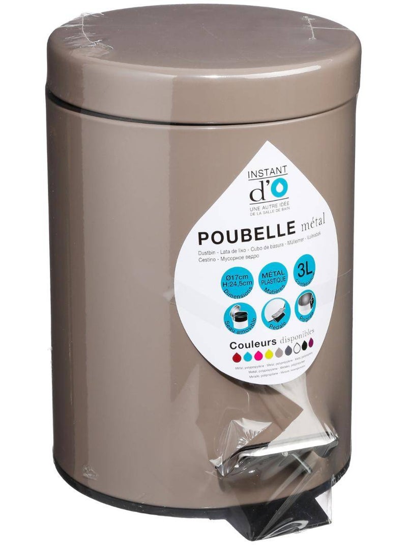 Poubelle salle de bain à pédale 3l colorama Marron - Kiabi
