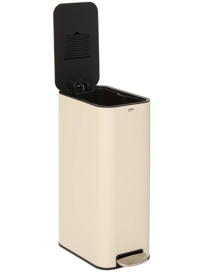 Poubelle slim rectangulaire à pédale en acier DELTA Beige argile - Kiabi