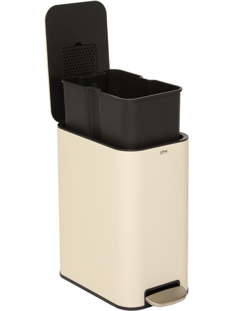 Poubelle slim rectangulaire à pédale en acier DELTA Beige argile - Kiabi
