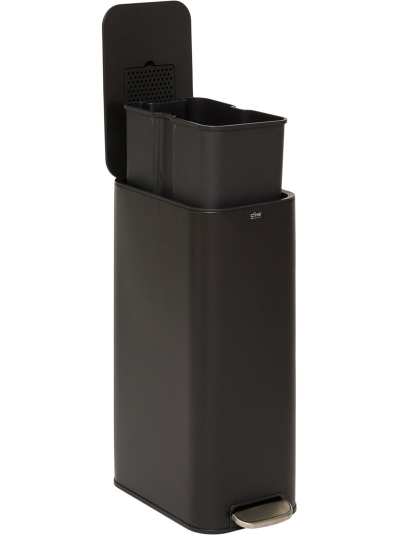 Poubelle slim rectangulaire à pédale en acier DELTA Noir - Kiabi