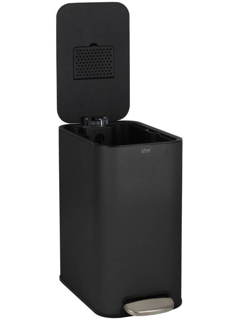 Poubelle slim rectangulaire à pédale en acier DELTA Noir - Kiabi