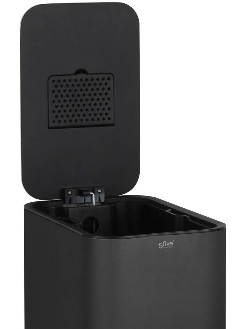 Poubelle slim rectangulaire à pédale en acier DELTA Noir - Kiabi