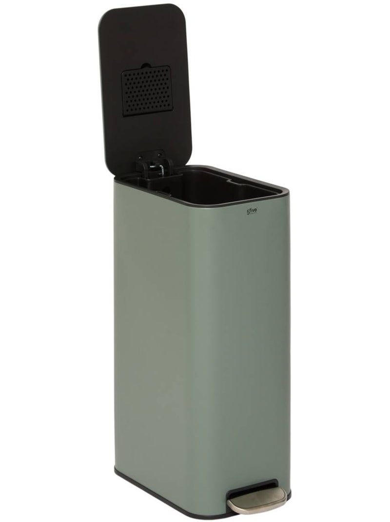 Poubelle slim rectangulaire à pédale en acier DELTA Vert - Kiabi