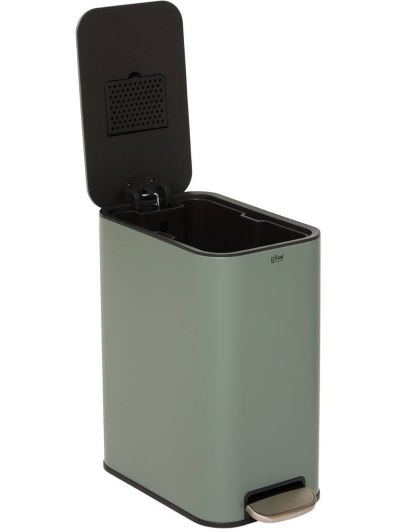 Poubelle slim rectangulaire à pédale en acier DELTA Vert - Kiabi