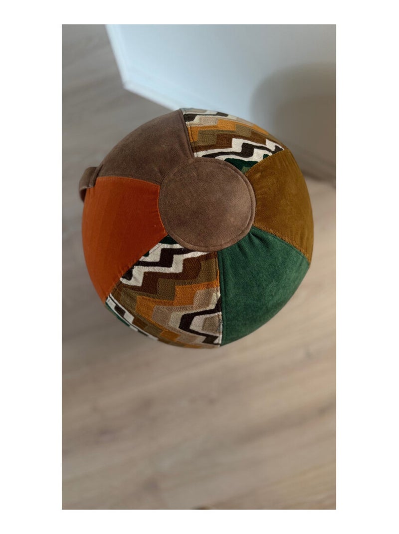 Pouf Ballon "Vintage Jungle" – 55 cm Déco & Bien-être Marron - Kiabi