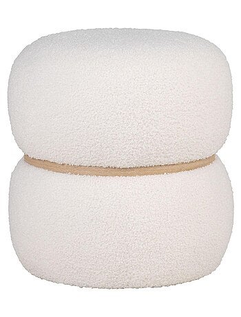 Pouf blanc et rond en polyester bouclé Ø 38 x 41 - House Nordic