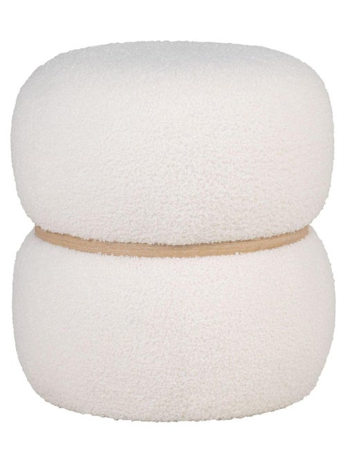 Pouf blanc et rond en polyester bouclé Ø 38 x 41 - House Nordic - Kiabi