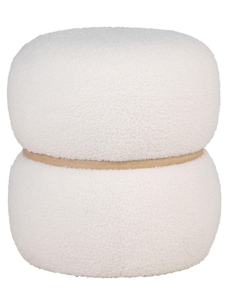 Pouf blanc et rond en polyester bouclé Ø 38 x 41 - House Nordic Blanc - Kiabi